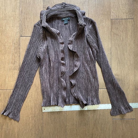 Jacket Tank Set Chocolate Ruffle Glam Crinkle Pleat - Picture 1 of 10